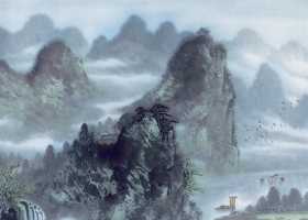 ภาพวาดภู่กันจีน สวยงามมาก ชุด  ภูมิทัศน์จีน 2